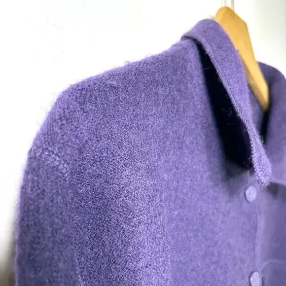 Womens 1X 100% Wool Cardigan Sweater Modern Soul Button Purple Australia - Picture 4 of 8